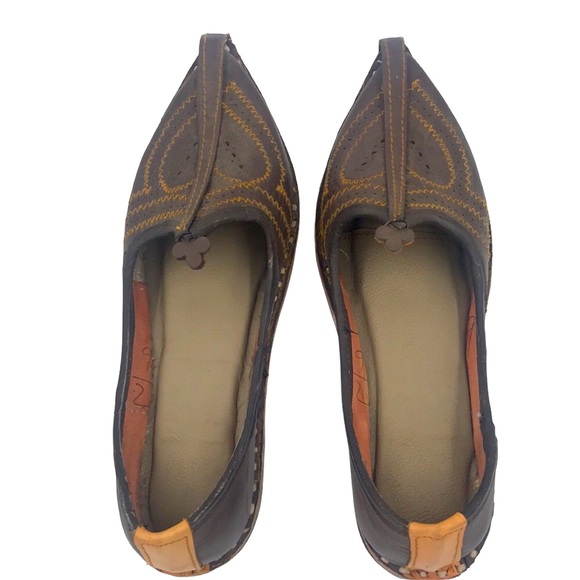 Rajasthani India Genuine Leather Slip On Shoes Size 9.5 - Picture 4 of 5